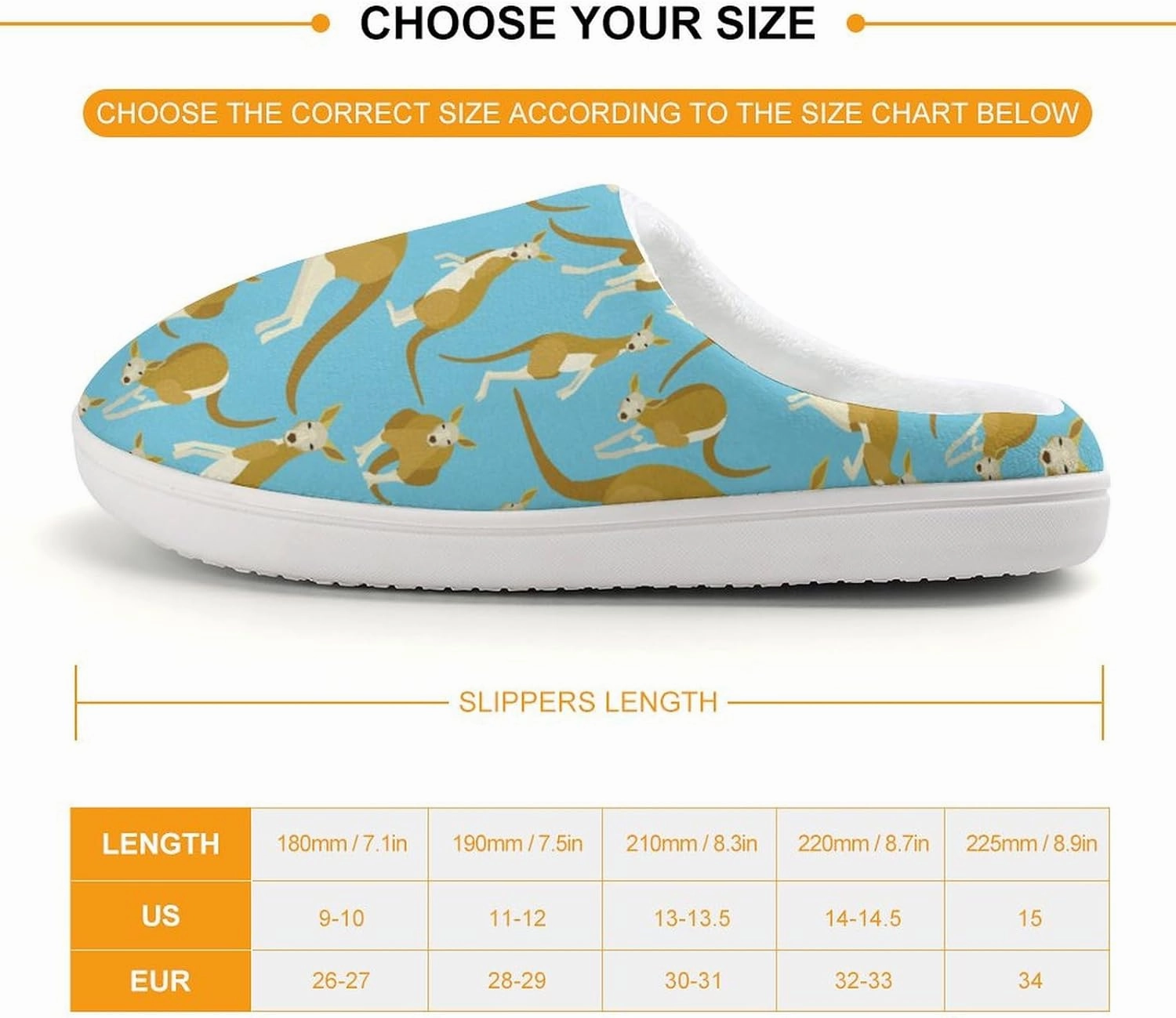 Kangaroo Animal Print Slippers for Boys Girls Home Cotton Slippers Non-Slip Warm Little Kids Slippers