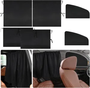 KanSmart 5 Pcs Car Curtains 95% Light Blocking Car Privacy Curtains for UV Protection, Auto Privacy Side Sunshades Camping Accessories for Sedan SUV Sleeping Travel Camping