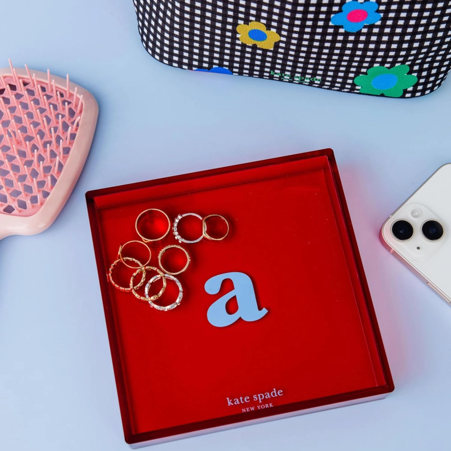 kate spade new york Initial Decorative Initial Tray, Personalized Acrylic Vanity Letter Tray, Just Mine (H)