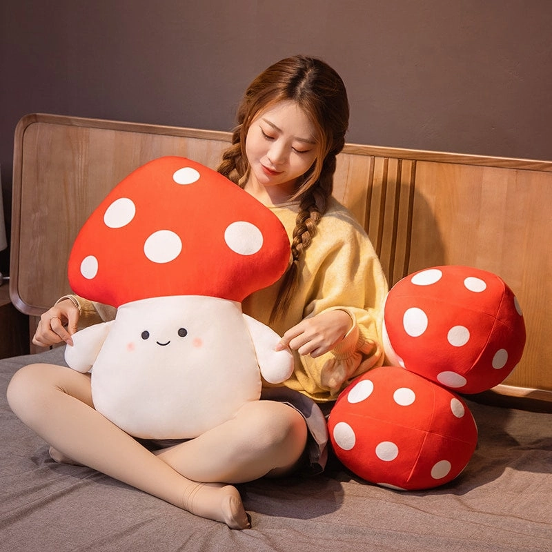 Kawaii Red Spotted Mushroom Family Plush Toys