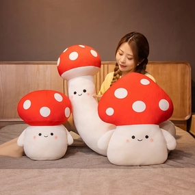 Kawaii Red Spotted Mushroom Family Plush Toys