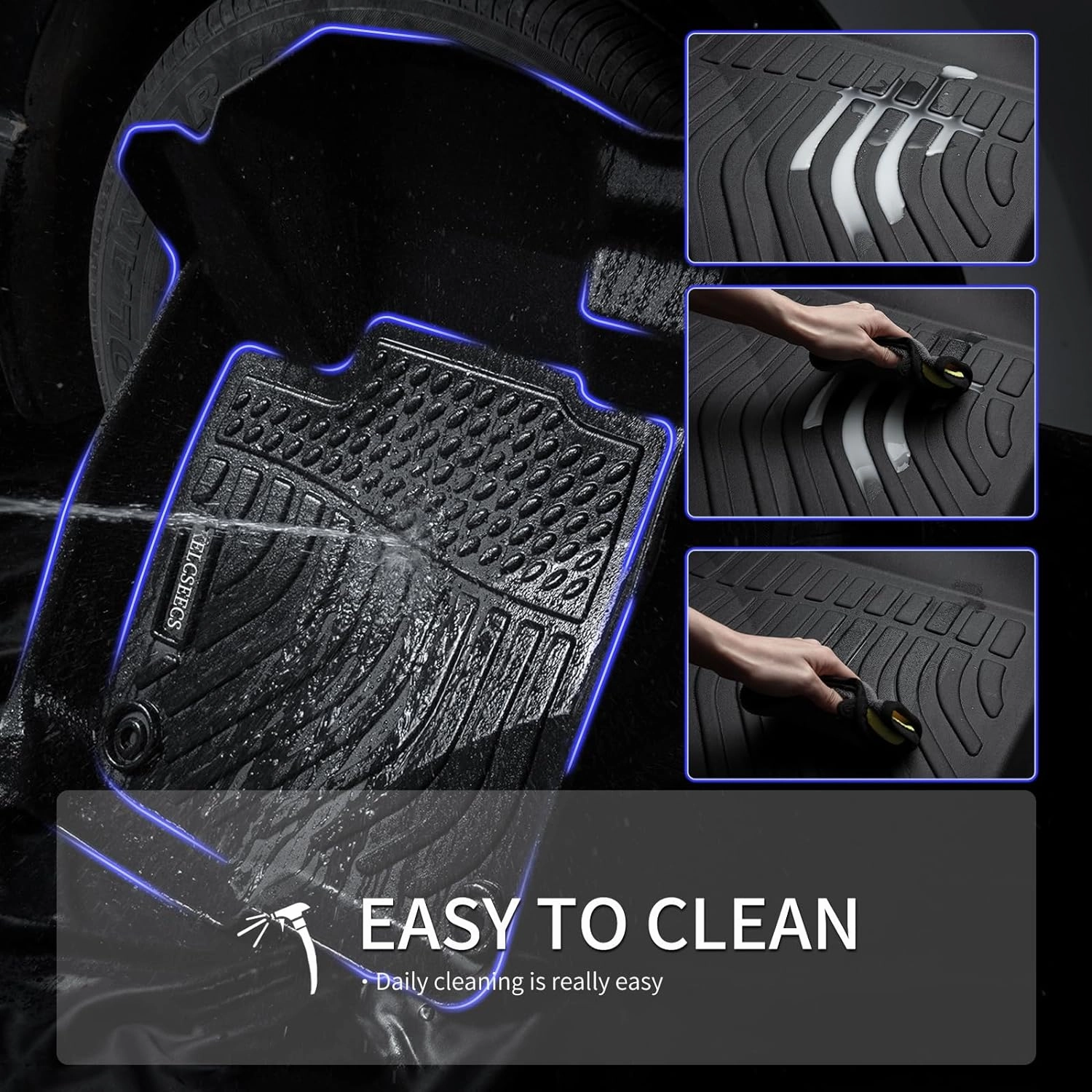 KELCSEECS All Weather Floor Mats & Cargo Liner Custom for Audi A3 2022 2023 2024 Car Mats Automotive Cargo Mat TPE Floor Liners Audi A3 Trunk Mat Accessories Trunk Liner Black