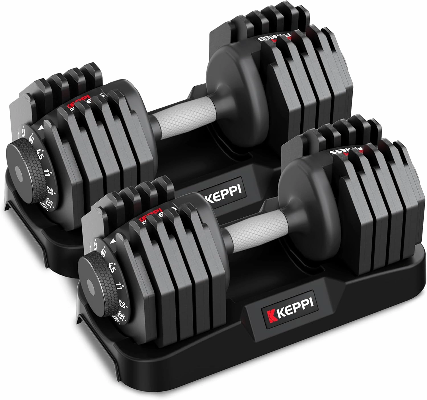 Keppi Adjustable Dumbbells Set, 25lb/40lb/55lb/60lb Dumbbells with Anti-Slip Metal Handle for Exercise & Fitness Fast Adjust Weight for Full Body Workout Fitness