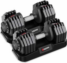 Keppi Adjustable Dumbbells Set, 25lb/40lb/55lb/60lb Dumbbells with Anti-Slip Metal Handle for Exercise & Fitness Fast Adjust Weight for Full Body Workout Fitness