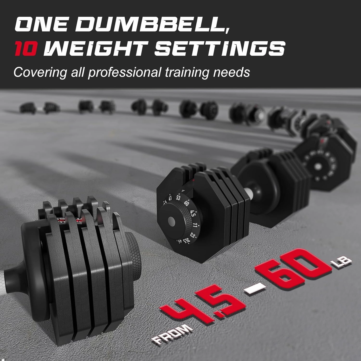 Keppi Adjustable Dumbbells Set, 25lb/40lb/55lb/60lb Dumbbells with Anti-Slip Metal Handle for Exercise & Fitness Fast Adjust Weight for Full Body Workout Fitness