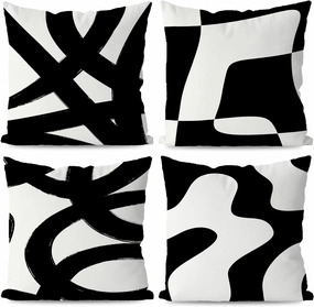 KEUSPI Black and White Throw Pillows Covers 18x18 Decorative Abstract White and Black Pillow Cover Room Decor for Living Room Sofa Couch Set of 4 Home Cojines Decorative para Sala