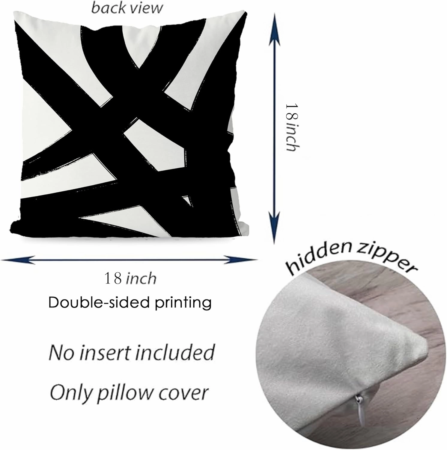 KEUSPI Black and White Throw Pillows Covers 18x18 Decorative Abstract White and Black Pillow Cover Room Decor for Living Room Sofa Couch Set of 4 Home Cojines Decorative para Sala