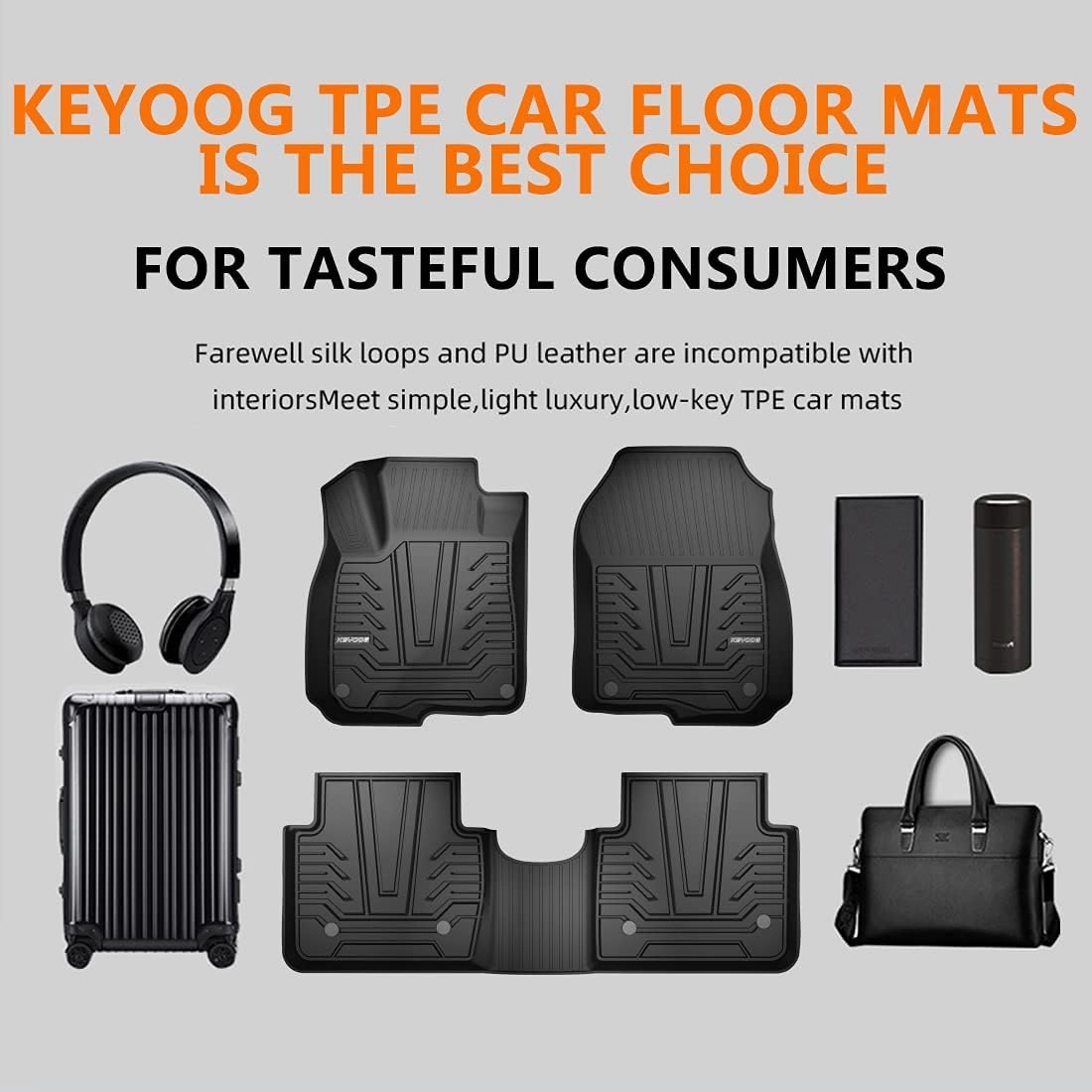 KEYOOG Compatible for 2017-2021 Hon-da CR-V, Car Floor Mats Black TPE Special All-Weather Automotive Mat Includes 1st and 2nd Row, Fits All Models Including Hybrid Versions, 3 Pieces in Total
