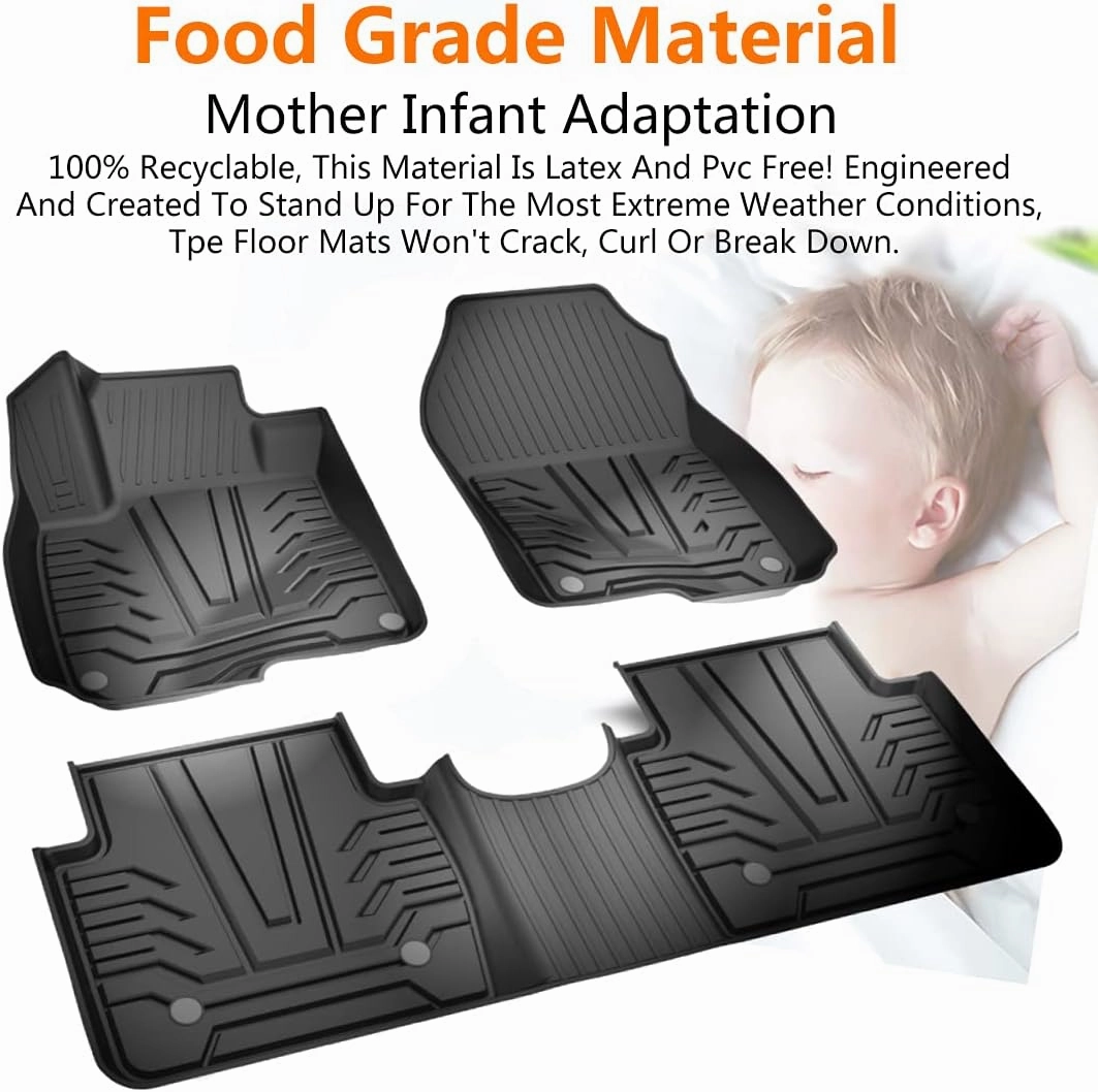 KEYOOG Compatible for 2017-2021 Hon-da CR-V, Car Floor Mats Black TPE Special All-Weather Automotive Mat Includes 1st and 2nd Row, Fits All Models Including Hybrid Versions, 3 Pieces in Total