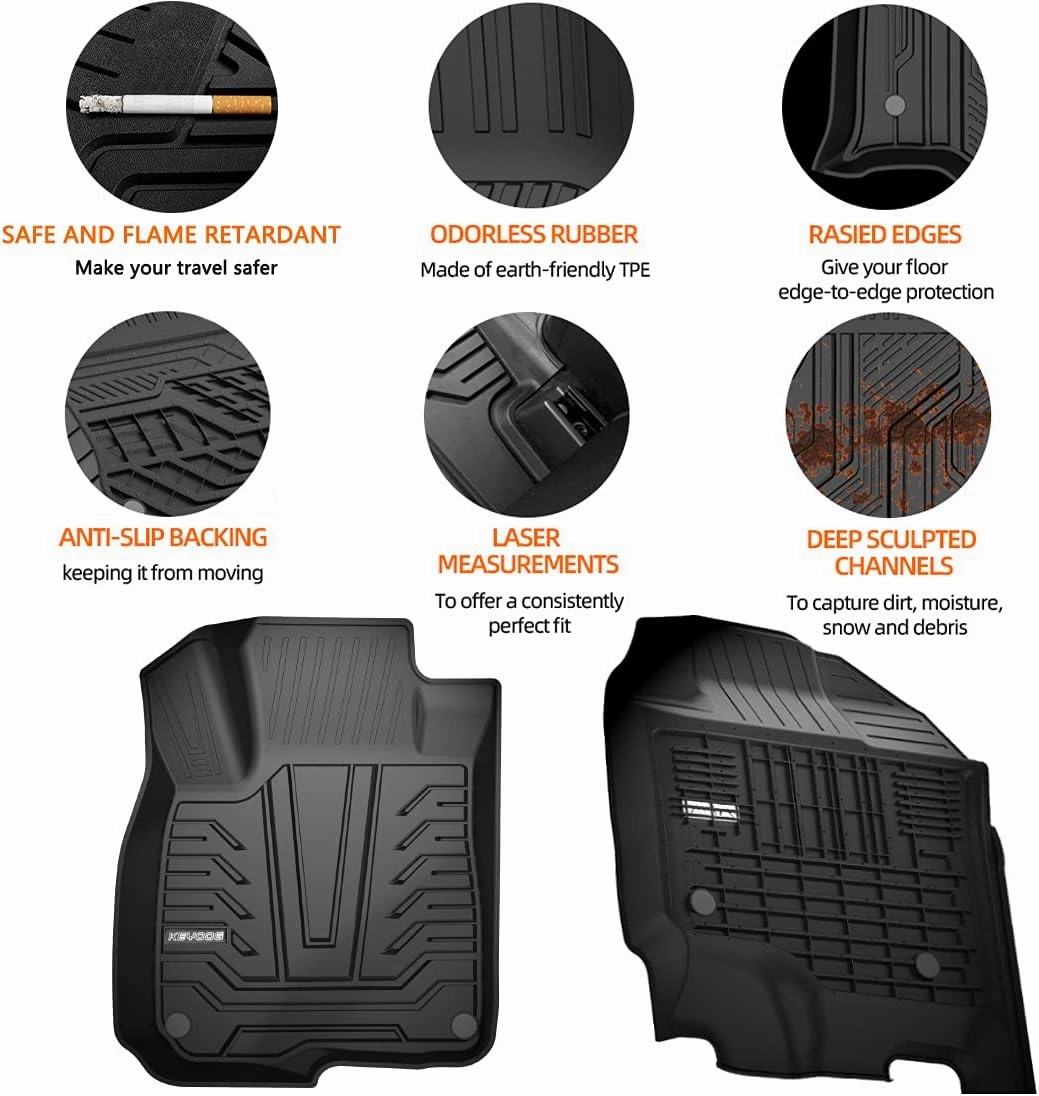 KEYOOG Compatible for 2017-2021 Hon-da CR-V, Car Floor Mats Black TPE Special All-Weather Automotive Mat Includes 1st and 2nd Row, Fits All Models Including Hybrid Versions, 3 Pieces in Total