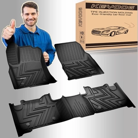 KEYOOG Fit for 2016 2017 2018 2019 2020 2021 Jeep Grand Cherokee/Dodge Durango Car Floor Mats Special All-Weather Automotive Mat Includes 1st and 2nd Row, Only Vehicles with 2nd Row Bench Seating