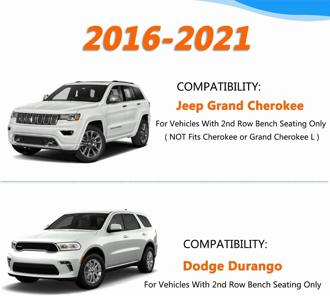 KEYOOG Fit for 2016 2017 2018 2019 2020 2021 Jeep Grand Cherokee/Dodge Durango Car Floor Mats Special All-Weather Automotive Mat Includes 1st and 2nd Row, Only Vehicles with 2nd Row Bench Seating