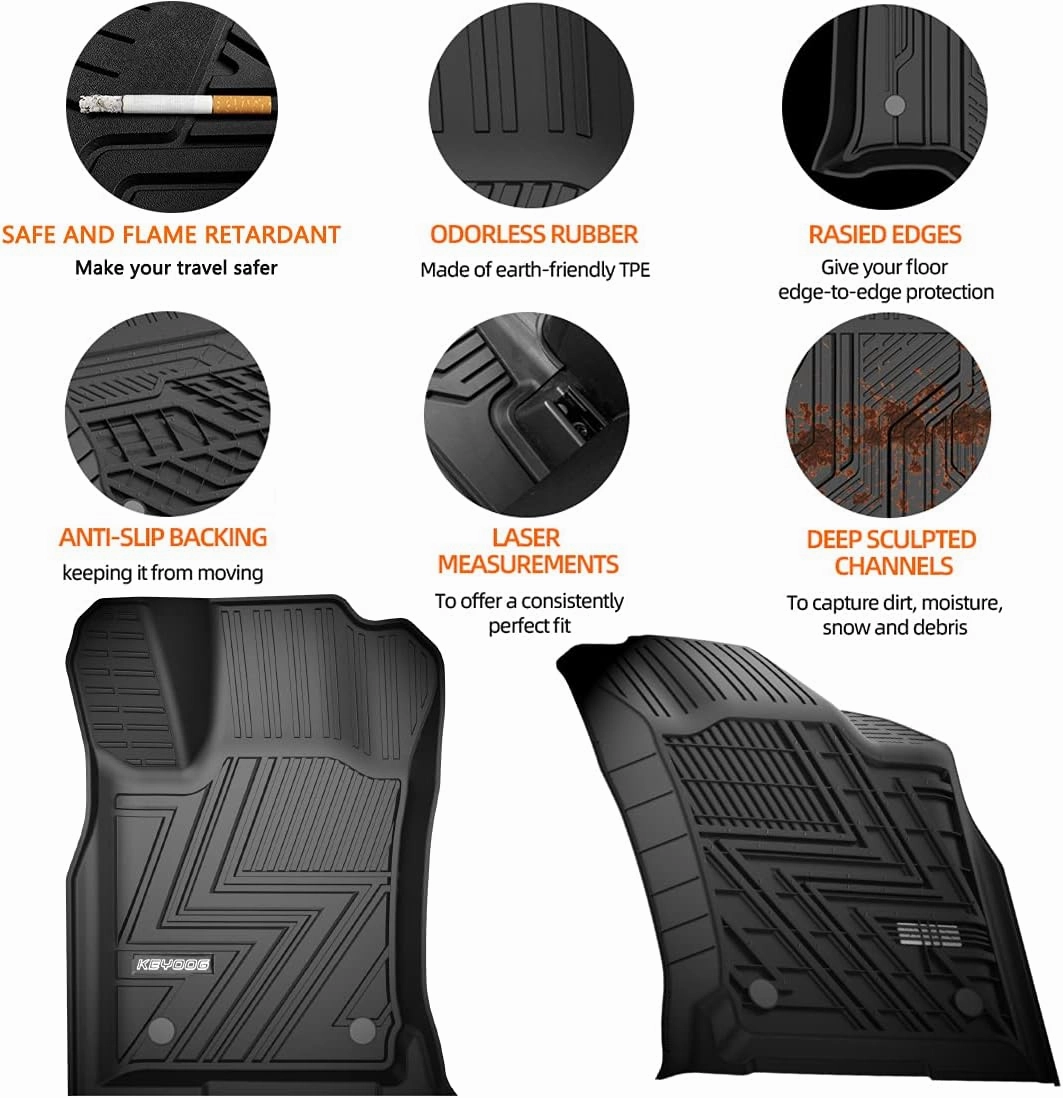 KEYOOG Fit for 2016 2017 2018 2019 2020 2021 Jeep Grand Cherokee/Dodge Durango Car Floor Mats Special All-Weather Automotive Mat Includes 1st and 2nd Row, Only Vehicles with 2nd Row Bench Seating