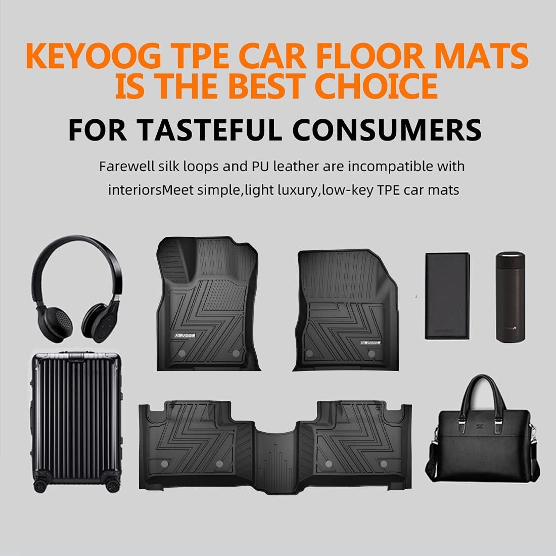 KEYOOG Fit for 2016 2017 2018 2019 2020 2021 Jeep Grand Cherokee/Dodge Durango Car Floor Mats Special All-Weather Automotive Mat Includes 1st and 2nd Row, Only Vehicles with 2nd Row Bench Seating