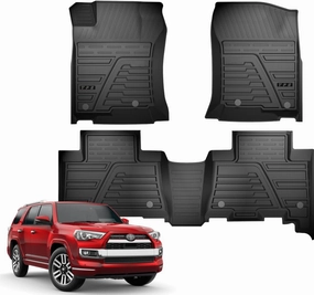 KEYOOG Floor Mats Fits for 2013-2023 Toyo-ta 4Runner/ 2014-2021 Lex-us GX460, All-Weather Automotive Mat Interior Accessories Includes 1st and 2nd Row Cargo Liner Mat Custom, Black TPE