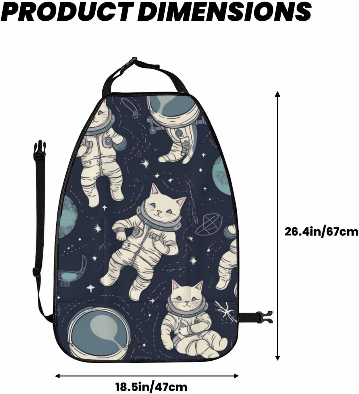 Kick Mat Back Seat Protector for Car 2 Pack Extra Large Car Back Seat Cover with 3 Storage Pockets Waterproof Seat Back Protector Fun Cat Astronaut Backseat Car Organizer for Trucks SUV