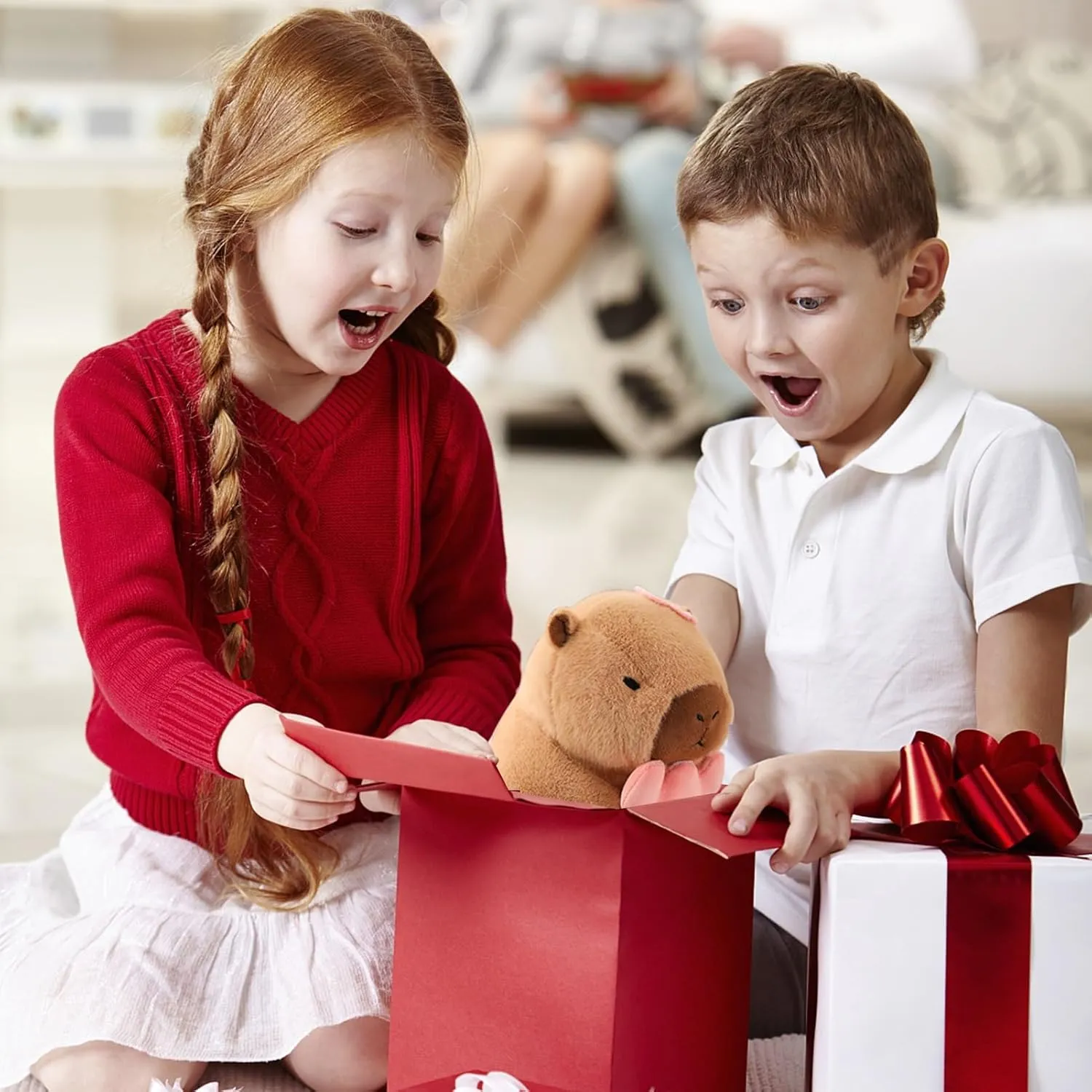 Kids' Plush Toy Pillows, Cute Kapybara Plush Toy Capybar Pillow Kawaii Capibara Stuffed Aniamls Soft Toy Brown Capybar Plushie Doll Birthday Gift Children's Day For Boys And Girls(Color:Flower,Size:Sm