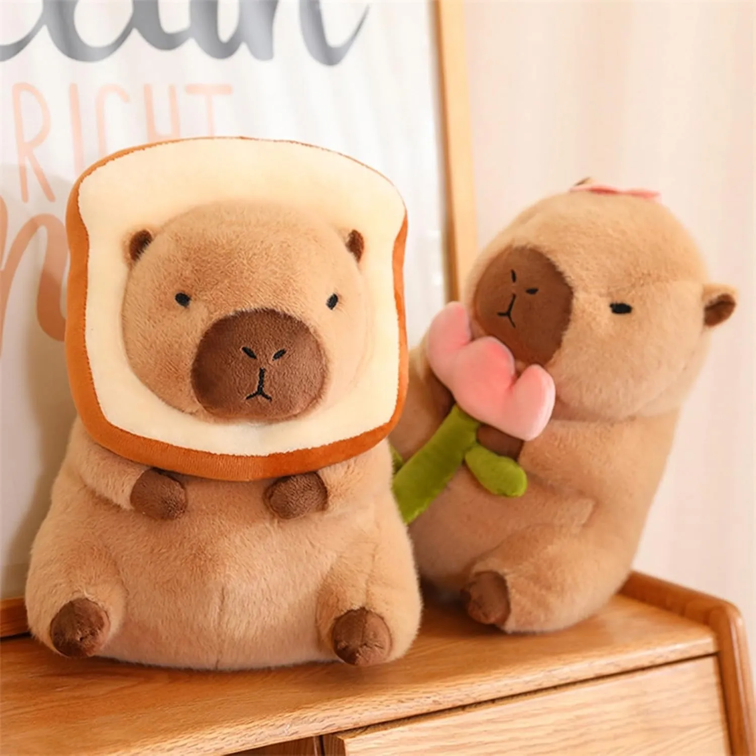 Kids' Plush Toy Pillows, Cute Kapybara Plush Toy Capybar Pillow Kawaii Capibara Stuffed Aniamls Soft Toy Brown Capybar Plushie Doll Birthday Gift Children's Day For Boys And Girls(Color:Flower,Size:Sm