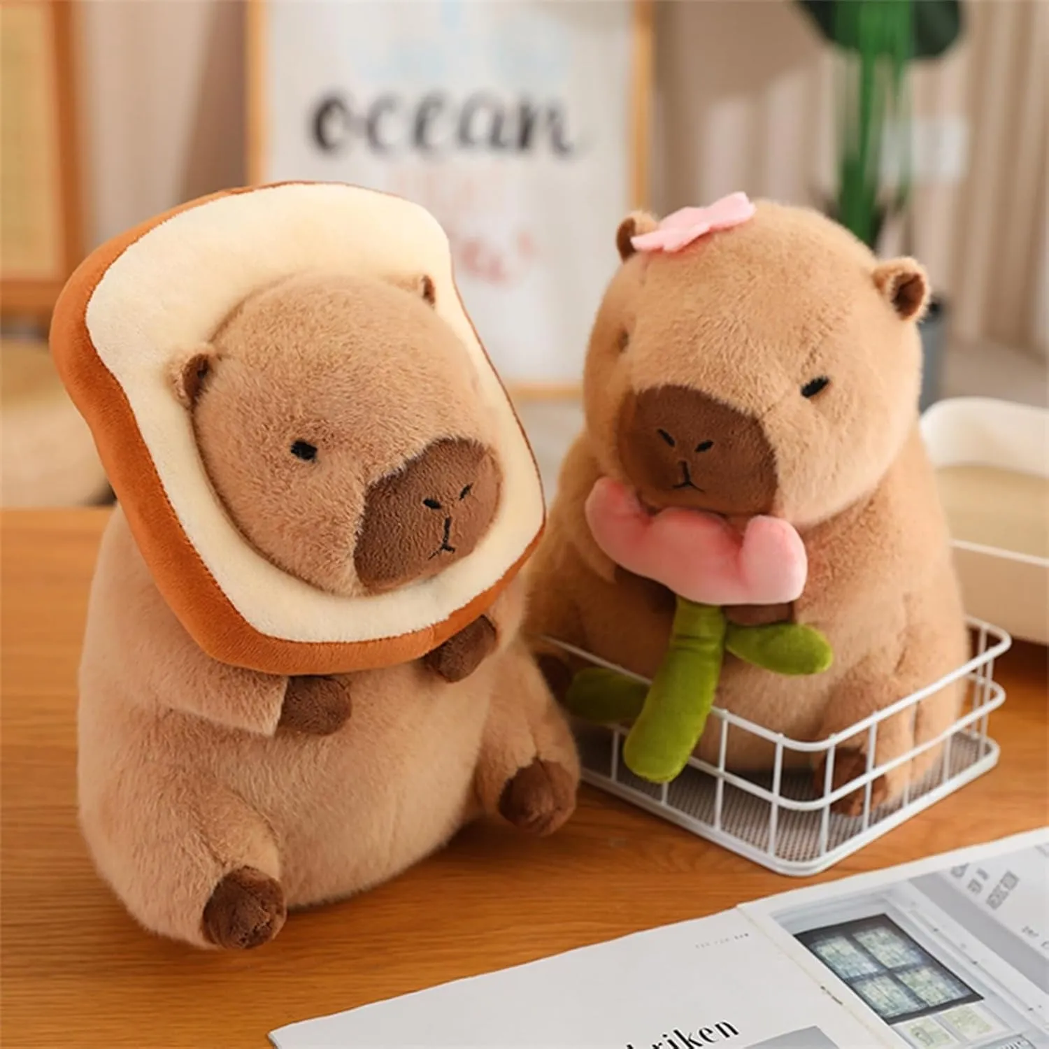 Kids' Plush Toy Pillows, Cute Kapybara Plush Toy Capybar Pillow Kawaii Capibara Stuffed Aniamls Soft Toy Brown Capybar Plushie Doll Birthday Gift Children's Day For Boys And Girls(Color:Flower,Size:Sm