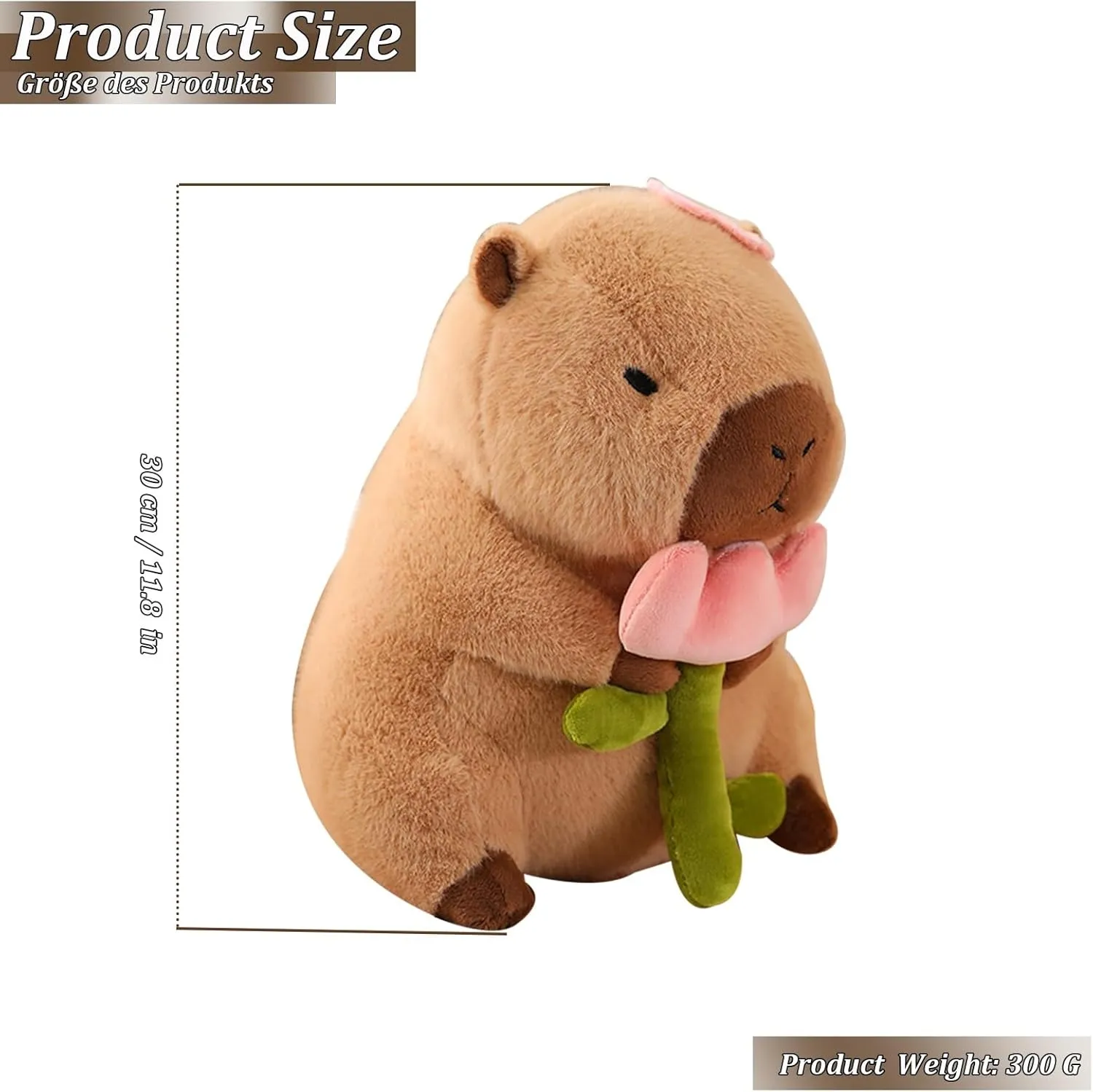 Kids' Plush Toy Pillows, Cute Kapybara Plush Toy Capybar Pillow Kawaii Capibara Stuffed Aniamls Soft Toy Brown Capybar Plushie Doll Birthday Gift Children's Day For Boys And Girls(Color:Flower,Size:Sm