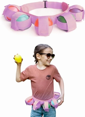 Kids Adjustable Water Balloons Belt for Quick-Fill Reusable Water Balloons, Outdoor Summer Games Anti-Burst Design 6 Colors Ages 4-12(Purple,Small)