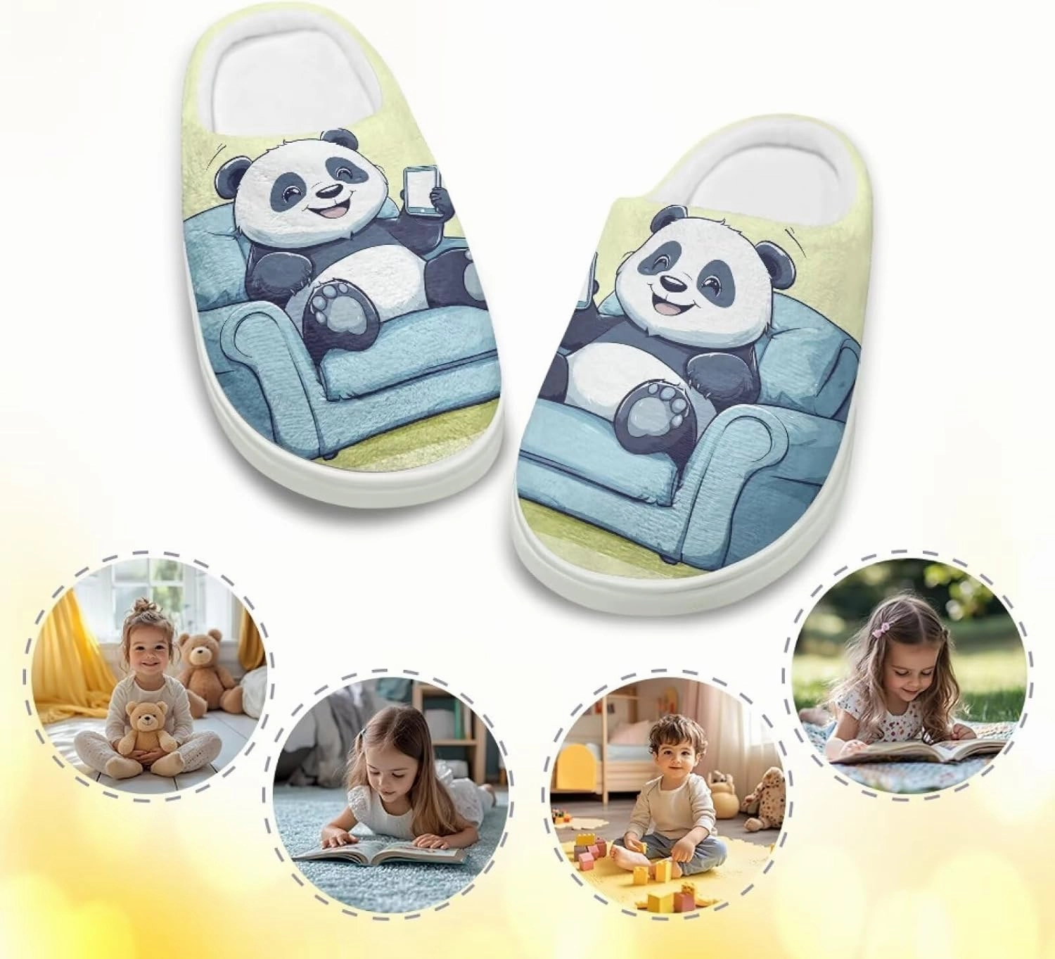 Kids Cotton Slippers Winter Warm Soft Indoor Plush Slippers Breathable Non Slip Flannel Fuzzy House Shoes for Little Boys Girls US 9-15