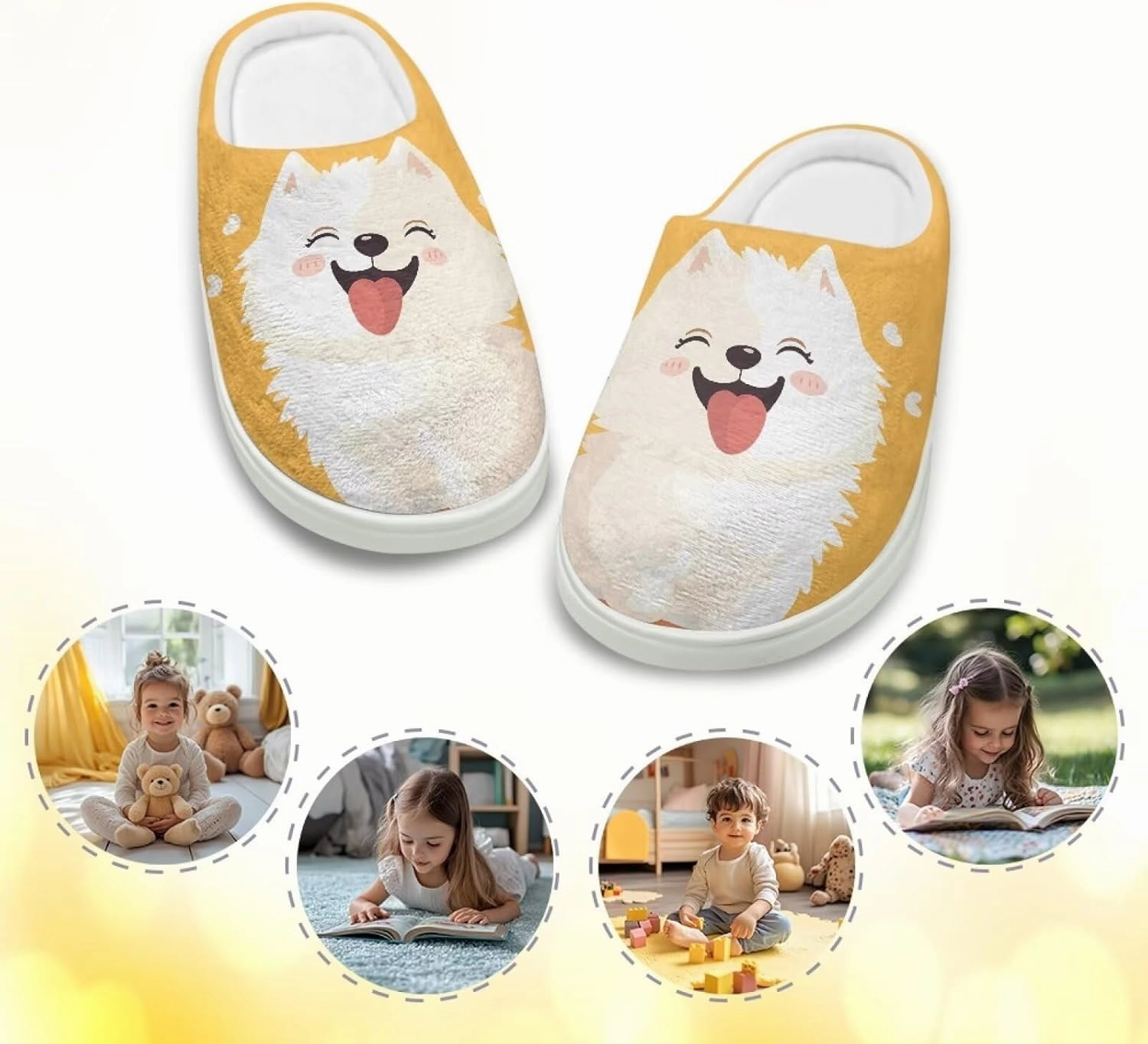 Kids Cotton Slippers Winter Warm Soft Indoor Plush Slippers Breathable Non Slip Flannel Fuzzy House Shoes for Little Boys Girls US 9-15