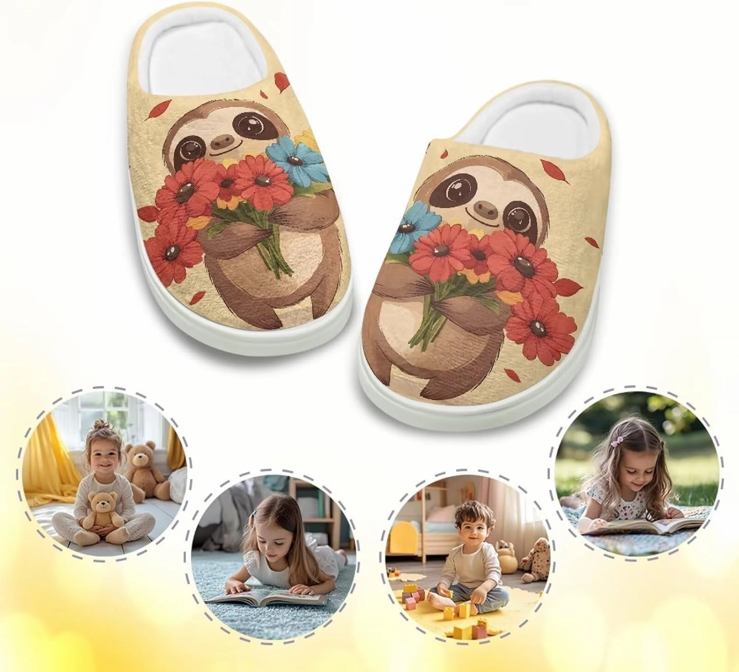 Kids Cotton Slippers Winter Warm Soft Indoor Plush Slippers Breathable Non Slip Flannel Fuzzy House Shoes for Little Boys Girls US 9-15