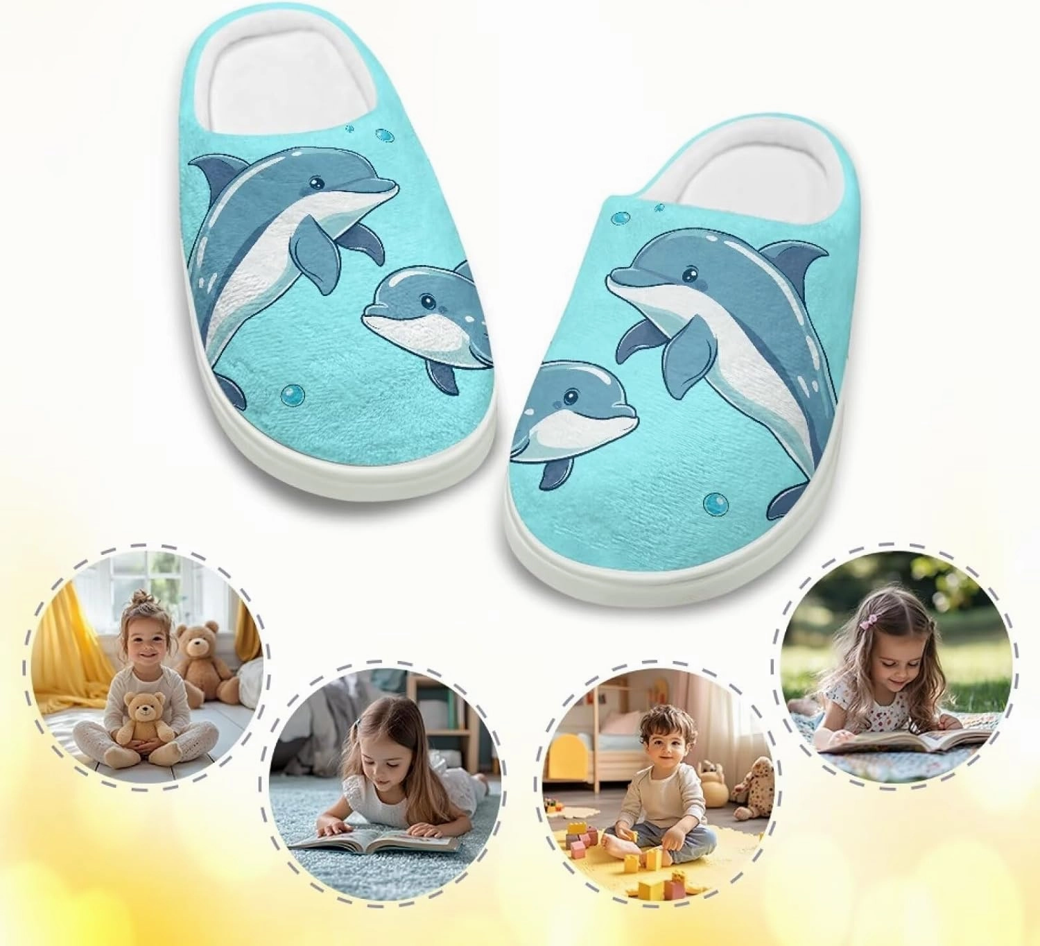 Kids Cotton Slippers Winter Warm Soft Indoor Plush Slippers Breathable Non Slip Flannel Fuzzy House Shoes for Little Boys Girls US 9-15