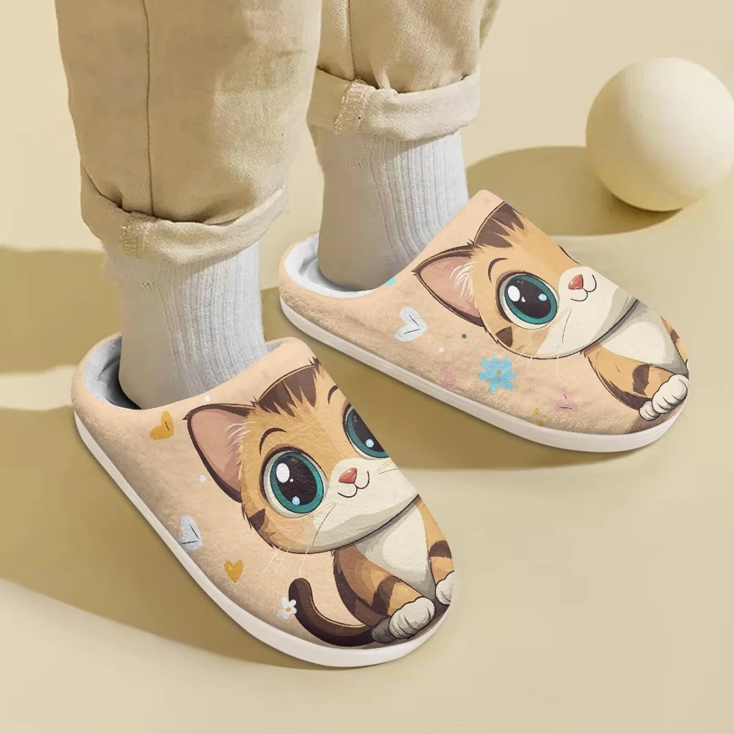 Kids Cotton Slippers Winter Warm Soft Indoor Plush Slippers Breathable Non Slip Flannel Fuzzy House Shoes for Little Boys Girls US 9-15