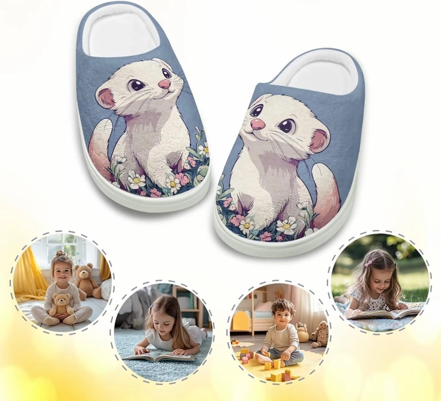 Kids Cotton Slippers Winter Warm Soft Plush Slippers Non Slip Flannel Fuzzy House Shoes Indoor Shoes for Boys Girls US 9-15