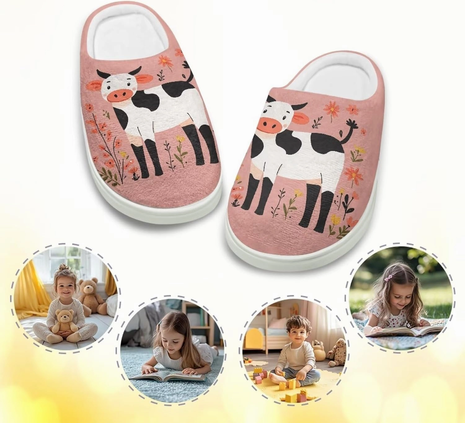 Kids Cotton Slippers Winter Warm Soft Plush Slippers Non Slip Flannel Fuzzy House Shoes Indoor Shoes for Boys Girls US 9-15