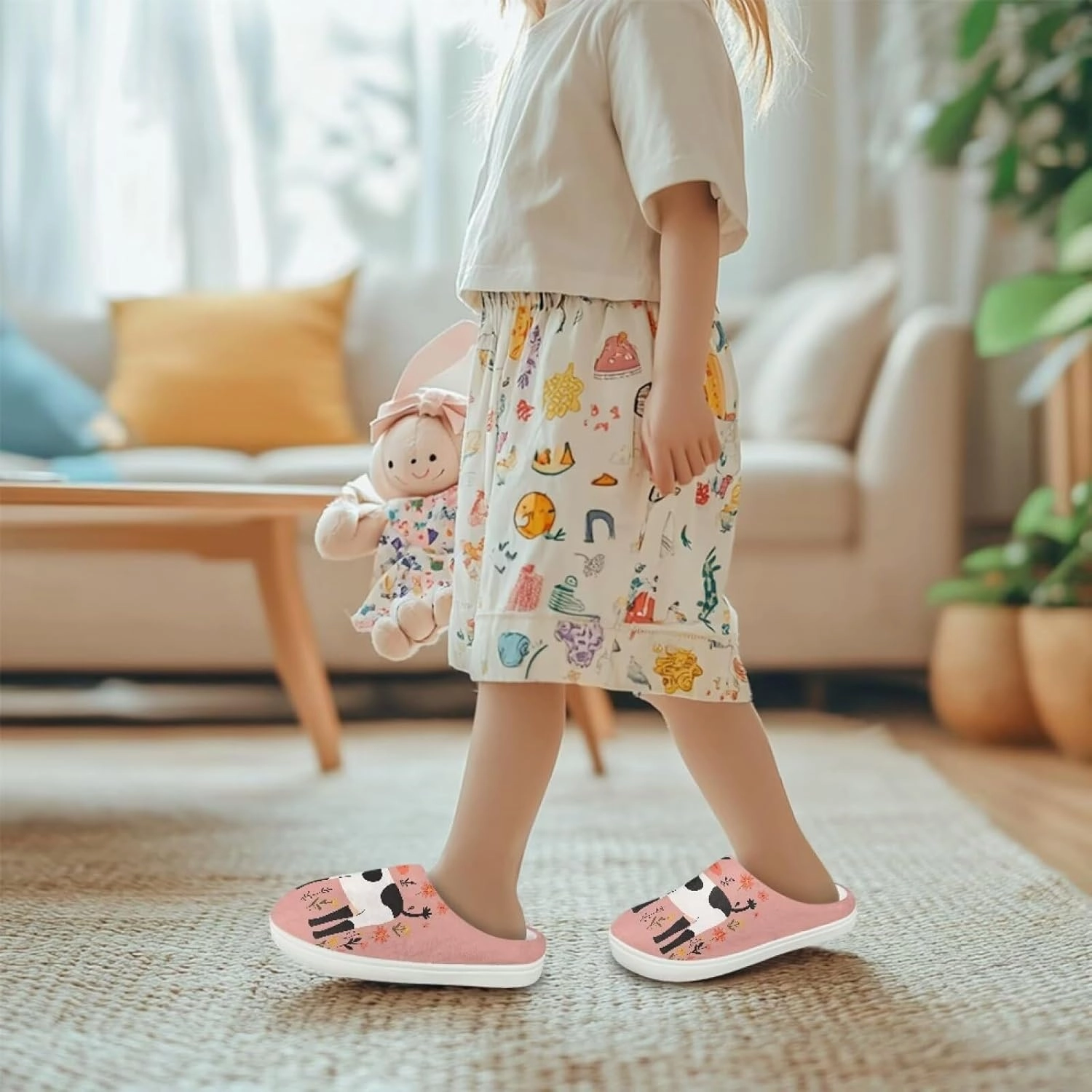 Kids Cotton Slippers Winter Warm Soft Plush Slippers Non Slip Flannel Fuzzy House Shoes Indoor Shoes for Boys Girls US 9-15