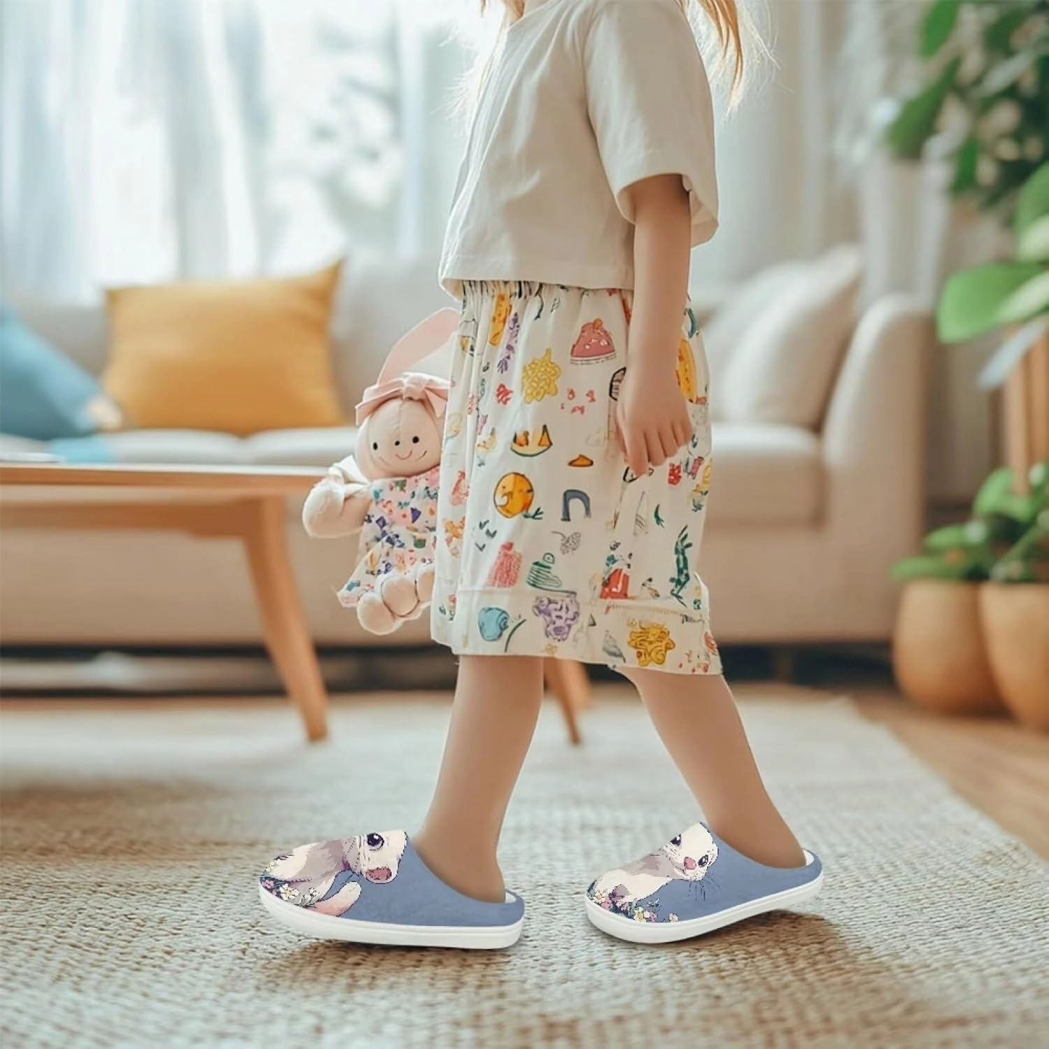 Kids Cotton Slippers Winter Warm Soft Plush Slippers Non Slip Flannel Fuzzy House Shoes Indoor Shoes for Boys Girls US 9-15
