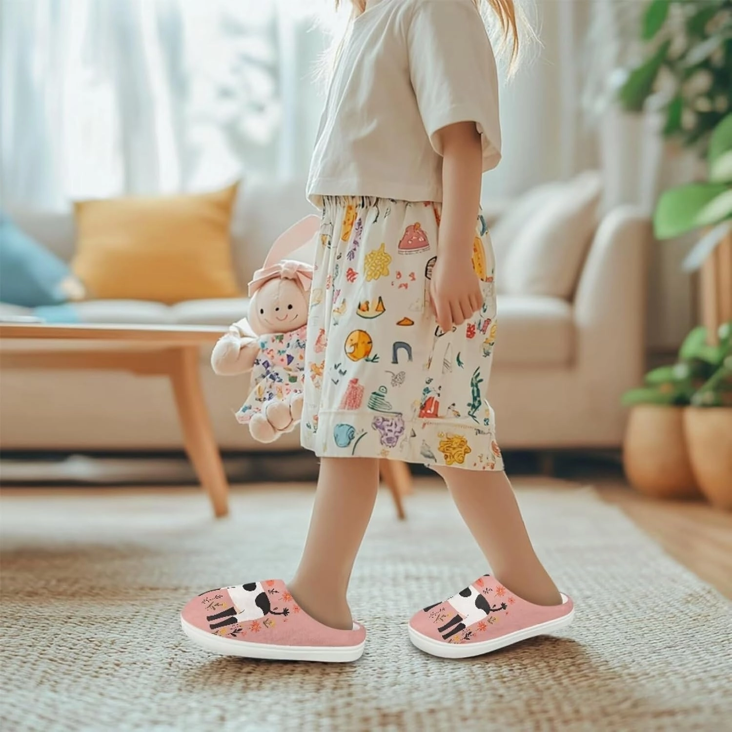 Kids Cotton Slippers Winter Warm Soft Plush Slippers Non Slip Flannel Fuzzy House Shoes Indoor Shoes for Boys Girls US 9-15