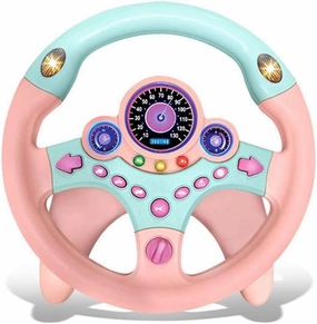 Kids Electric Early Education Simulation Steering Wheel Toy Multifunctional High Simulation Car Driving Toy with Music and Light Pretend Driving Toy for Toddlers