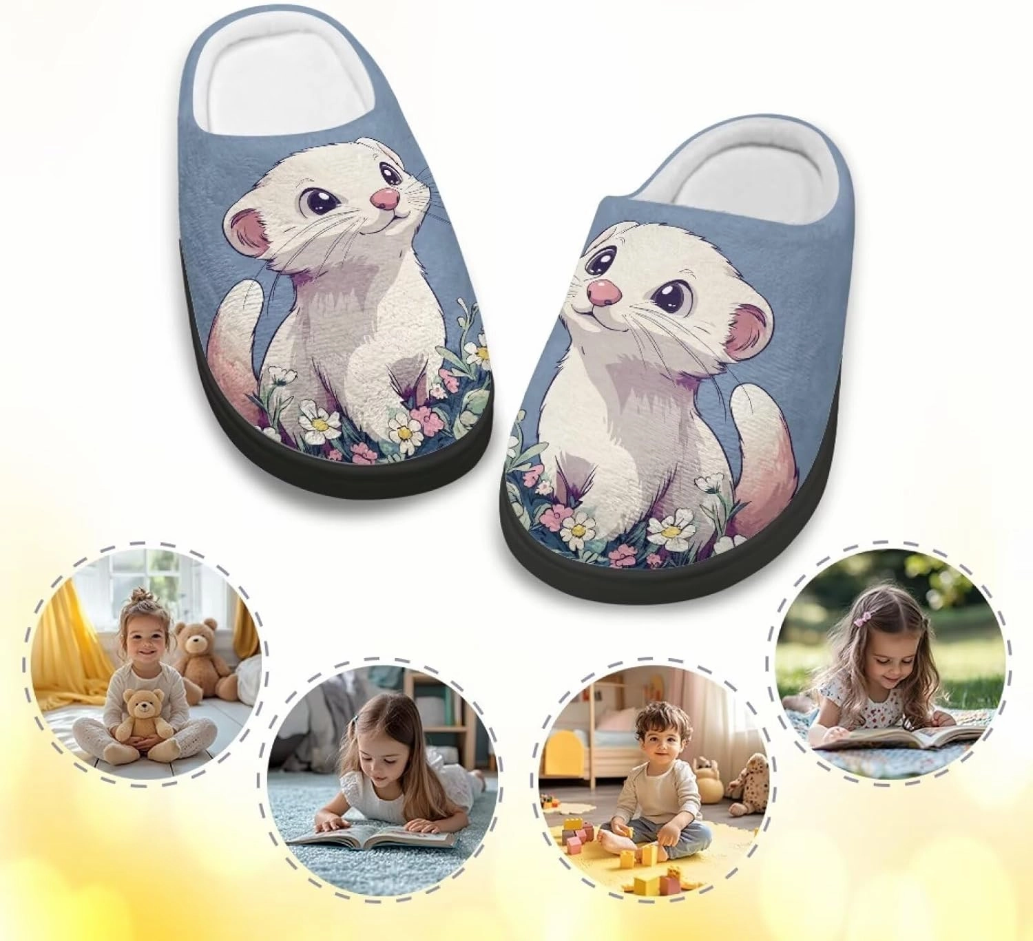 Kids Winter Slippers for Boys Girls Soft Plush Warm Slippers Indoor Non Slip Flannel Fuzzy House Cotton Shoes US 9-15