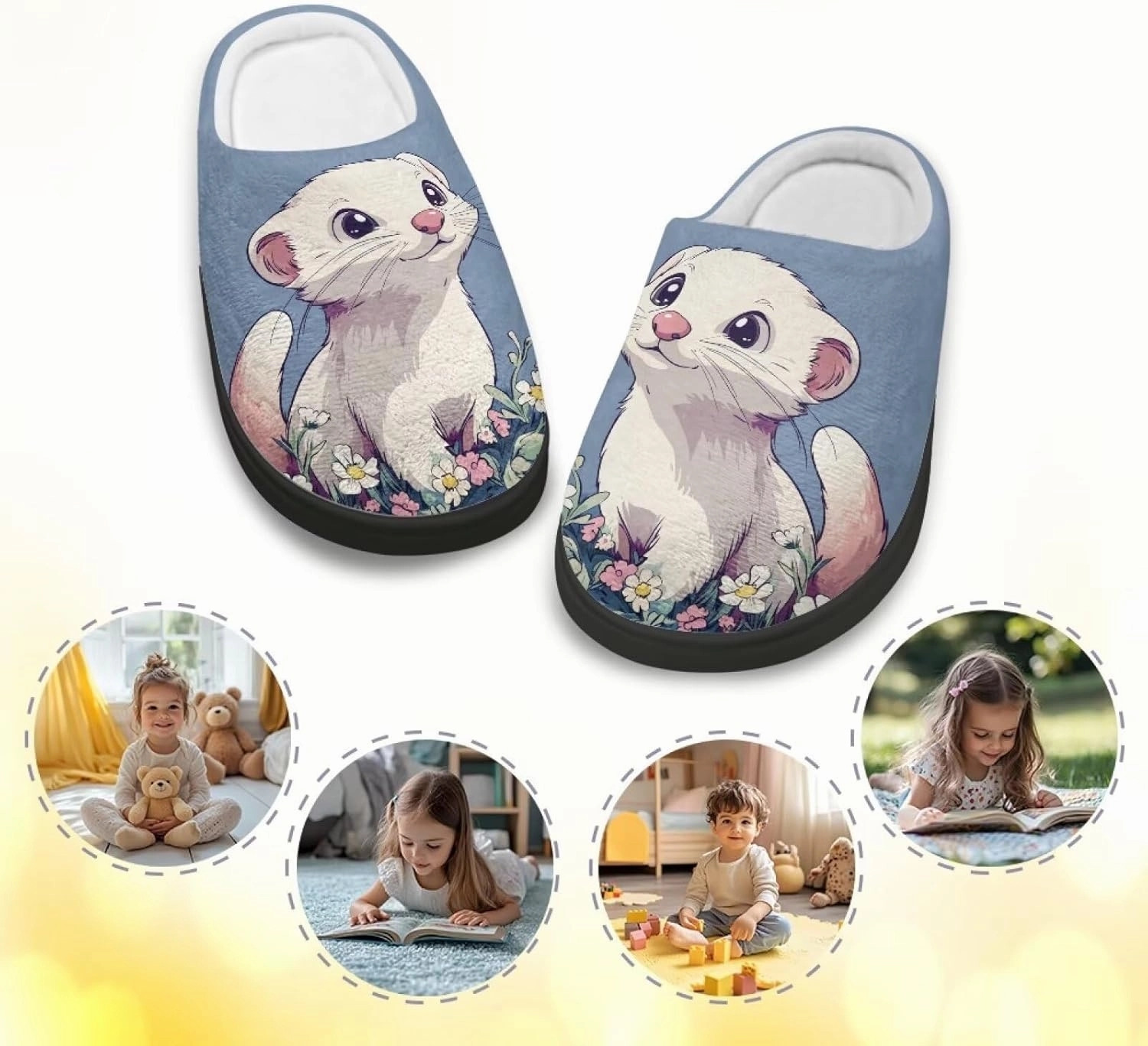 Kids Winter Slippers for Boys Girls Soft Plush Warm Slippers Indoor Non Slip Flannel Fuzzy House Cotton Shoes US 9-15