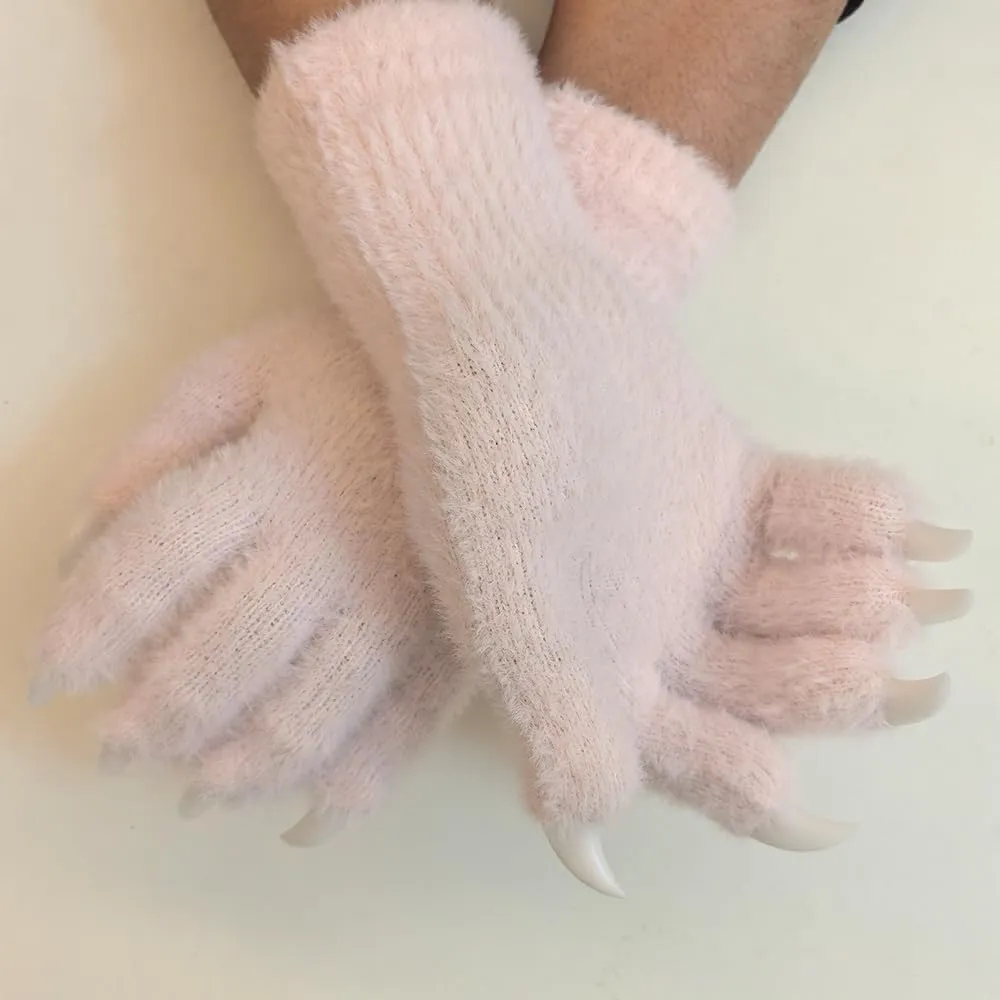 Kigurumi paws & Fursuit paws, kig Ver, Black Furry Costume Gloves with White Claws, Cosplay Paw Gloves