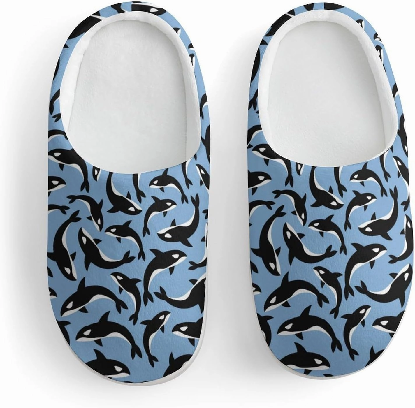 Killer Whales Orca Print Slippers for Boys Girls Home Cotton Slippers Non-Slip Warm Little Kids Slippers