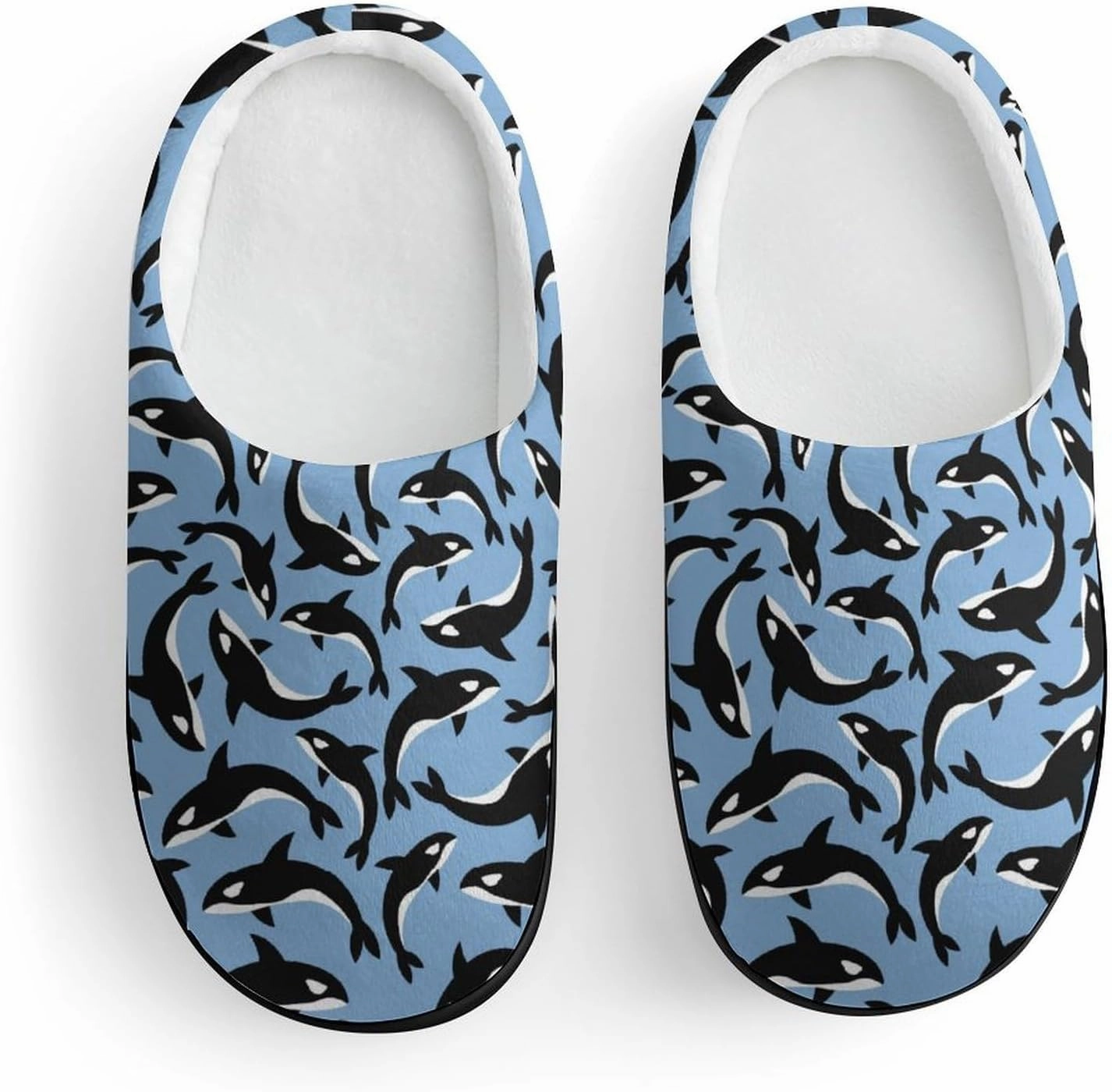 Killer Whales Orca Print Slippers for Boys Girls Home Cotton Slippers Non-Slip Warm Little Kids Slippers