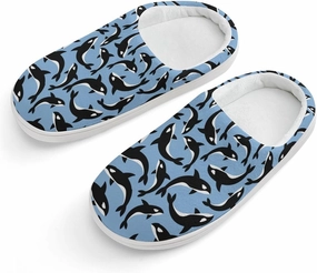 Killer Whales Orca Print Slippers for Boys Girls Home Cotton Slippers Non-Slip Warm Little Kids Slippers