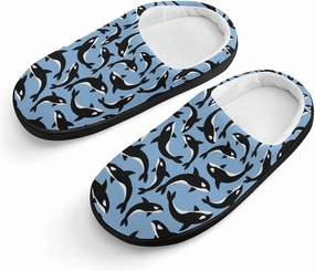 Killer Whales Orca Print Slippers for Boys Girls Home Cotton Slippers Non-Slip Warm Little Kids Slippers