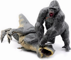 King Kong VS Vastatosaurus Rex Dinosaur Toys with Realistic Rock Action Figure Rampage Gorilla Fight Tarbosaurus Animal Figurines for Role Playing Story Telling Toy for Kids