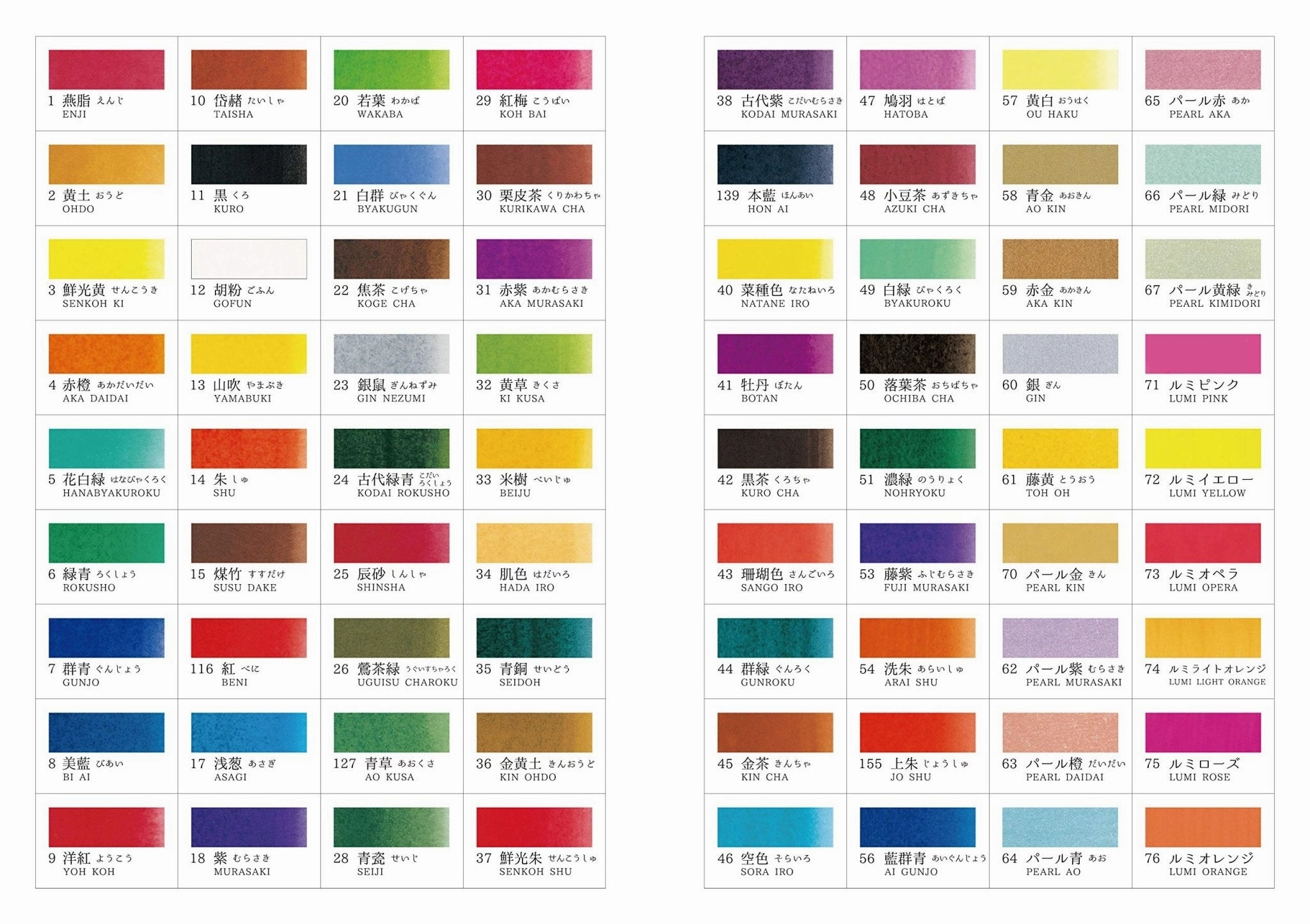 Kissho Japanese Painting Watercolor Set Premium 72 Colors
