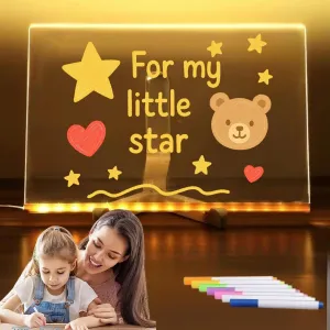 Kivvy Magic Board, Kivvy - Magicboard, Magic board Where Creativity Lights Up, Doodle Glow Pad, DIY Erasable Luminous Writing Board with Stand ＆ 7 Markers for Graffiti, Drawing, Display (11.8*7.9 in)