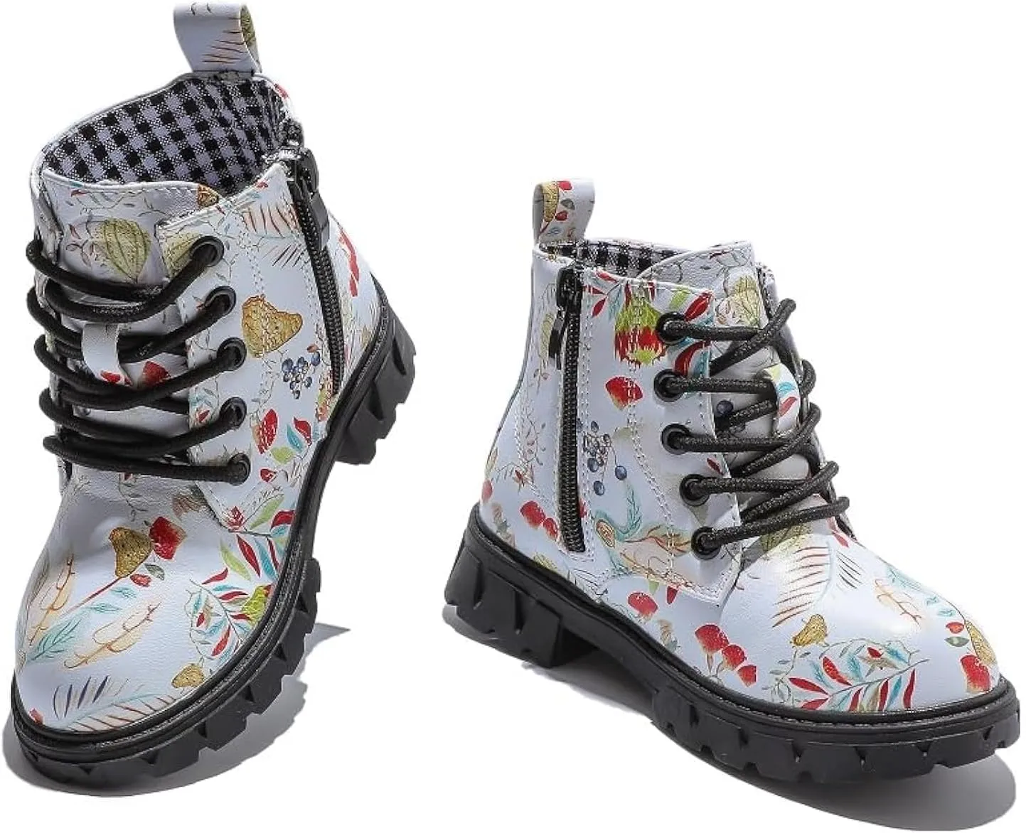 kkdom Boys Girls Waterproof Lace Up Side Zipper Ankle Combat Boots(Toddler/Little Kid/Big Kid)