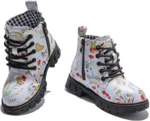 kkdom Boys Girls Waterproof Lace Up Side Zipper Ankle Combat Boots(Toddler/Little Kid/Big Kid)