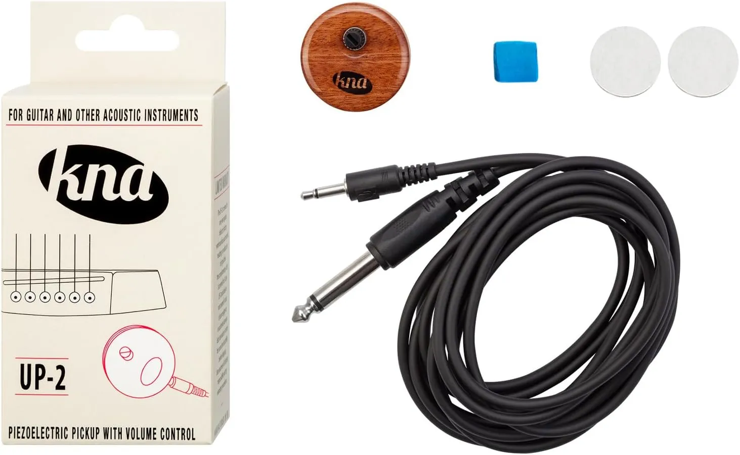 KNA UP-2 Universal Stick-On Piezo Pickup – Natural Acoustic Tone for Guitar, Uke, Drums, Percussion, Volume Control, No-Battery, No-Mod Installation, Compatible with Nearly All Acoustic Instruments