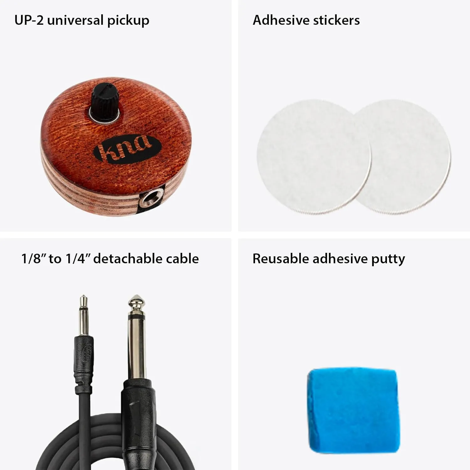 KNA UP-2 Universal Stick-On Piezo Pickup – Natural Acoustic Tone for Guitar, Uke, Drums, Percussion, Volume Control, No-Battery, No-Mod Installation, Compatible with Nearly All Acoustic Instruments
